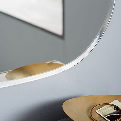 Kunhar Glass Frameless Oval Wall Mirror, 12 X 15 Inch, (3 MM), Silver